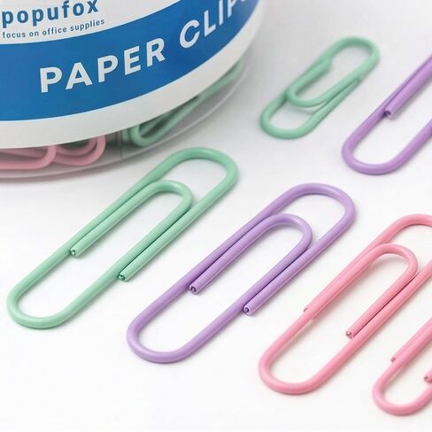 Paper Clips 720 PCS, 28mm & 50mm Multicolored Paperclips, Assorted Sizes in 2 Clear Boxes, Medium and Jumbo Vinyl Coated Paper Clips for Office, School, and Color Coding Documents in Saudi Arabia