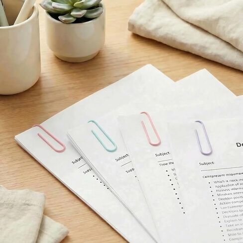 Paper Clips 720 PCS, 28mm & 50mm Multicolored Paperclips, Assorted Sizes in 2 Clear Boxes, Medium and Jumbo Vinyl Coated Paper Clips for Office, School, and Color Coding Documents in Saudi Arabia