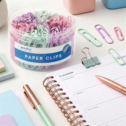 Paper Clips 720 PCS, 28mm & 50mm Multicolored Paperclips, Assorted Sizes in 2 Clear Boxes, Medium and Jumbo Vinyl Coated Paper Clips for Office, School, and Color Coding Documents in Saudi Arabia