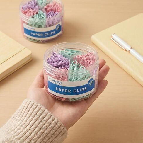 Paper Clips 720 PCS, 28mm & 50mm Multicolored Paperclips, Assorted Sizes in 2 Clear Boxes, Medium and Jumbo Vinyl Coated Paper Clips for Office, School, and Color Coding Documents in Saudi Arabia