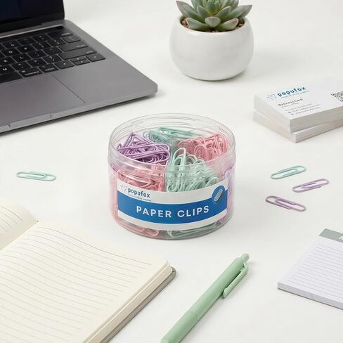 Paper Clips 720 PCS, 28mm & 50mm Multicolored Paperclips, Assorted Sizes in 2 Clear Boxes, Medium and Jumbo Vinyl Coated Paper Clips for Office, School, and Color Coding Documents in Saudi Arabia