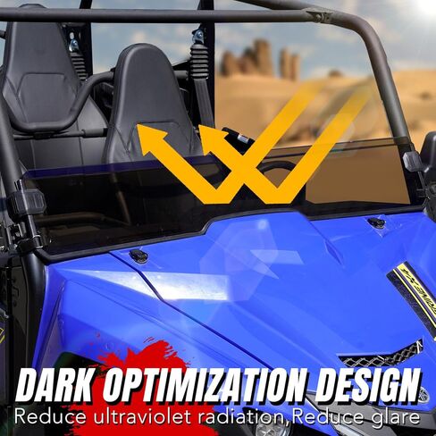A & UTV PRO Dark Tinted Front Half Windshield for Yamaha Wolverine X2 X4 850,Lightly Dustproof Poly Window Heavy-Duty Anti-Glare half Windscreen for Yamaha Wolverine X2 / X4 2018-2020 Accessories in Kuwait