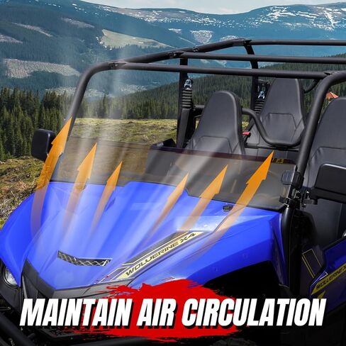 A & UTV PRO Dark Tinted Front Half Windshield for Yamaha Wolverine X2 X4 850,Lightly Dustproof Poly Window Heavy-Duty Anti-Glare half Windscreen for Yamaha Wolverine X2 / X4 2018-2020 Accessories in Kuwait