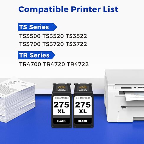 MEGAIN 275XL Ink Cartridges Replacement for Canon PG-275 275XL PG-275XL for Canon PIXMA Printer TS3500 TS3522 TS3700 TS3722 TR4700 TR4720 TR4722 Printers Ink Cartridge (2-Black Combo Pack, 2-Pack) in Saudi Arabia