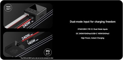 ISDT 608PD Lipo Battery Charger,DC 240W/10A,USB C PD 100W/5A Smart Charger for RC Batteries Balance Charger for Life/Lilon/LiPo/LiHV (1-6S),NiMH(1-16S),Pb (1-12S) Batteries in Kuwait