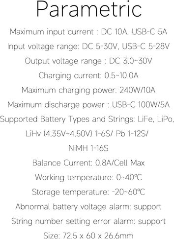 ISDT 608PD Lipo Battery Charger,DC 240W/10A,USB C PD 100W/5A Smart Charger for RC Batteries Balance Charger for Life/Lilon/LiPo/LiHV (1-6S),NiMH(1-16S),Pb (1-12S) Batteries in Kuwait