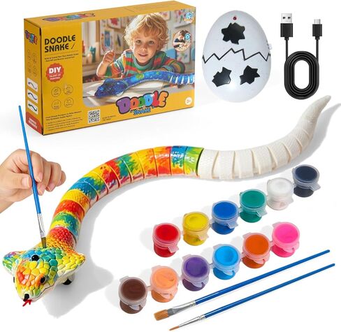 AMCHSURI Remote Control Snake Toy, DIY Doodle Realistic Rc Snake Robot Cobra, Build by Numbers STEM Kit for Kids 3+, Remote Control & Auto Obstacle Avoidance, Birthday Gifts for Boys Girls 3+Years Old in Saudi Arabia