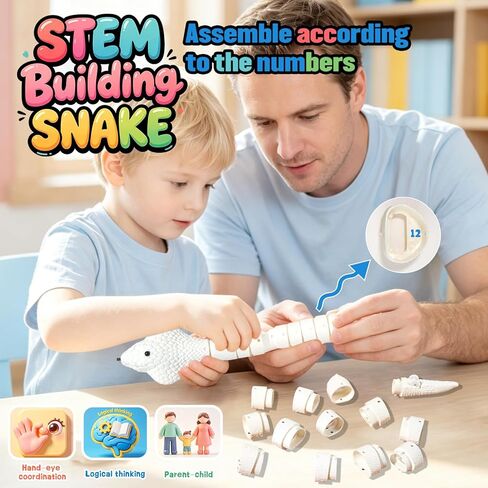 AMCHSURI Remote Control Snake Toy, DIY Doodle Realistic Rc Snake Robot Cobra, Build by Numbers STEM Kit for Kids 3+, Remote Control & Auto Obstacle Avoidance, Birthday Gifts for Boys Girls 3+Years Old in Saudi Arabia