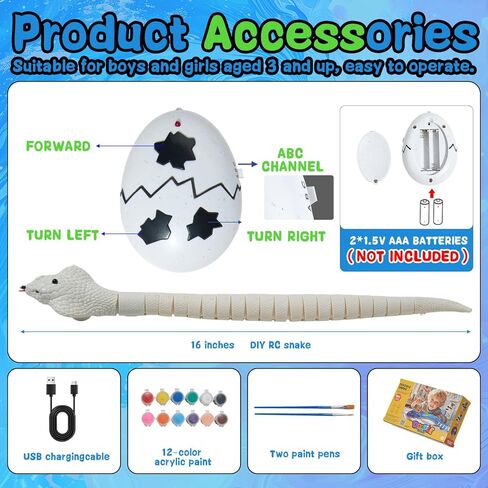 AMCHSURI Remote Control Snake Toy, DIY Doodle Realistic Rc Snake Robot Cobra, Build by Numbers STEM Kit for Kids 3+, Remote Control & Auto Obstacle Avoidance, Birthday Gifts for Boys Girls 3+Years Old in Saudi Arabia