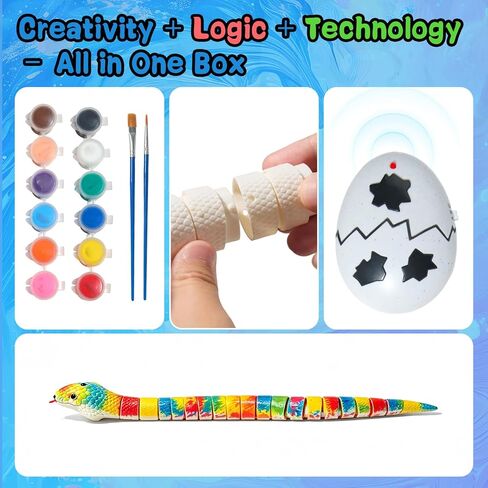 AMCHSURI Remote Control Snake Toy, DIY Doodle Realistic Rc Snake Robot Cobra, Build by Numbers STEM Kit for Kids 3+, Remote Control & Auto Obstacle Avoidance, Birthday Gifts for Boys Girls 3+Years Old in Saudi Arabia
