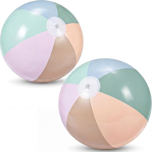 MiniInflat 2 Pcs Inflatable Beach Balls 16 Inch Pastel PVC Large Beach Balls Blow up Pool Water Game Toy for Kid Adult Birthday Luau Summer Decor Pool Party Favors in Kuwait