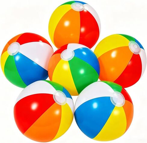 Inflatable Beach Balls, 12 Inch Rainbow Beach Ball Bulk, Beachball Inflatable Swimming Pool Beach Toys for Adults Kids Birthday Luau Summer Water Games Gifts Hawaiian Tropical Party Decorations in Saudi Arabia