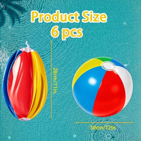 Inflatable Beach Balls, 12 Inch Rainbow Beach Ball Bulk, Beachball Inflatable Swimming Pool Beach Toys for Adults Kids Birthday Luau Summer Water Games Gifts Hawaiian Tropical Party Decorations in Saudi Arabia