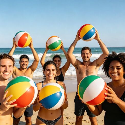 Inflatable Beach Balls, 12 Inch Rainbow Beach Ball Bulk, Beachball Inflatable Swimming Pool Beach Toys for Adults Kids Birthday Luau Summer Water Games Gifts Hawaiian Tropical Party Decorations in Saudi Arabia
