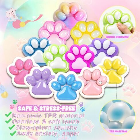 12Pack Big Cat Paw Squishy Toys ( 2.8Inches )- Large Stress Relief Squeze Taba Fidget Toys Kit, Birthday Office for Girls Boys Kids Adults in Kuwait