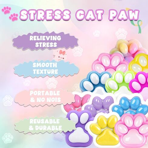 12Pack Big Cat Paw Squishy Toys ( 2.8Inches )- Large Stress Relief Squeze Taba Fidget Toys Kit, Birthday Office for Girls Boys Kids Adults in Kuwait