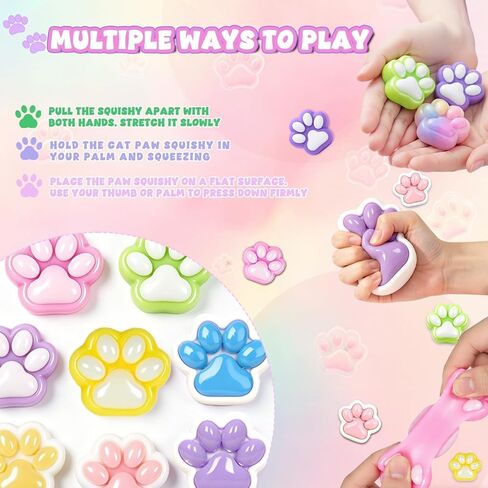 12Pack Big Cat Paw Squishy Toys ( 2.8Inches )- Large Stress Relief Squeze Taba Fidget Toys Kit, Birthday Office for Girls Boys Kids Adults in Kuwait