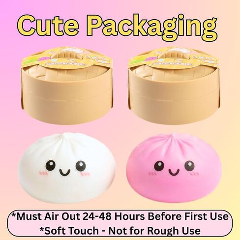 Dumpling Squishy Mystery Box 2 Pcs - 2026 Upgraded Dumplings Squishes for Adults Teens Squeeze Easter Basket Stuffers & Stocking Stuff Smiling Pink and White in Saudi Arabia