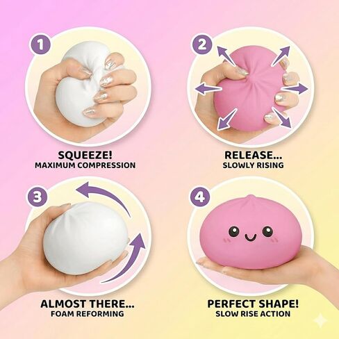 Dumpling Squishy Mystery Box 2 Pcs - 2026 Upgraded Dumplings Squishes for Adults Teens Squeeze Easter Basket Stuffers & Stocking Stuff Smiling Pink and White in Saudi Arabia