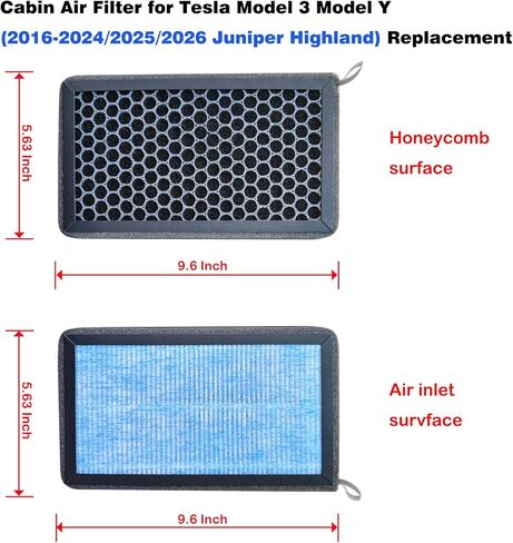 Cabin Air Filter Accessories for Tesla Model 3 Model Y(2016-2024/2025/2026 Juniper Highland),2 Pack HEPA Upgraded Replacement Filter 4-Stage Structure, Added Premium Activated Carbon in Kuwait