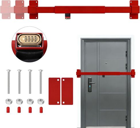 Door Security Bar for Outward Opening Doors, 2500 LBS Resistance, Combination Lock, Adjustable 33"-40" Width, Heavy Duty Safety Door Blocker for Jobsite, Office, Commercial Use in Saudi Arabia