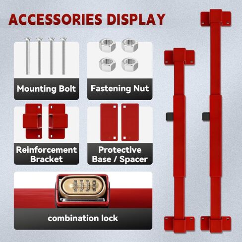 Door Security Bar for Outward Opening Doors, 2500 LBS Resistance, Combination Lock, Adjustable 33"-40" Width, Heavy Duty Safety Door Blocker for Jobsite, Office, Commercial Use in Saudi Arabia