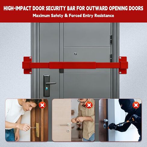 Door Security Bar for Outward Opening Doors, 2500 LBS Resistance, Combination Lock, Adjustable 33"-40" Width, Heavy Duty Safety Door Blocker for Jobsite, Office, Commercial Use in Saudi Arabia