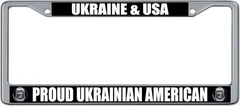 Ukraine DNA New York Heart Ukrainian Heritage Pride Immigrant American License Plate Frame (2 Pack), Chrome Car Tag Holder in Kuwait