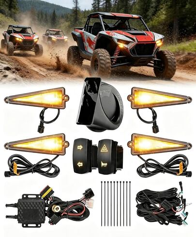 أضواء سوط جنبًا إلى جنب، قطعتان من ضوء السوط LED RGBW مع مفتاح وجهاز تحكم عن بعد LED قرون مطاردة هوائي خفيف سوط لعربة الجولف Polaris UTV ATV Can Am Maverick X3 SXS RZR in Kuwait