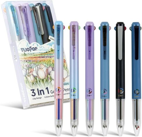 6 PCS 3-in-1 Multicolor Pens,0.5mm Colored Gel Pens,18 Colors Retractable Quick-Dry Ink Gel Pens Fine Point Smooth Writing Pens for Office, School Supplies in Saudi Arabia