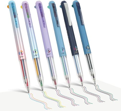 6 PCS 3-in-1 Multicolor Pens,0.5mm Colored Gel Pens,18 Colors Retractable Quick-Dry Ink Gel Pens Fine Point Smooth Writing Pens for Office, School Supplies in Saudi Arabia