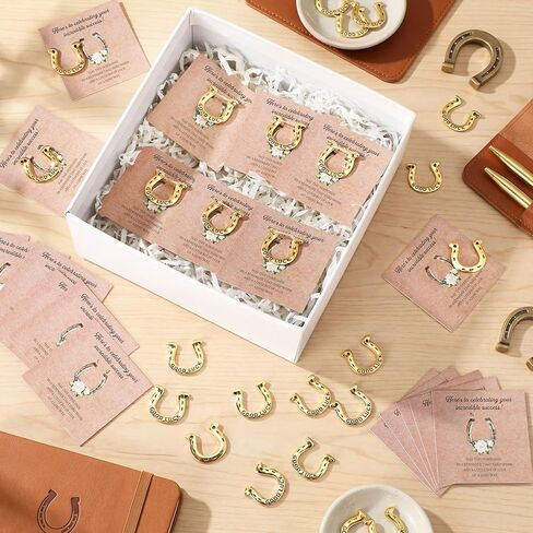 Shappy 20 Sets Good Luck Horseshoe Pocket Token Lucky Horseshoe Charm Coin with Blessing Cards Rope Western Rustic Metal Horse Gifts for St. Patrick's Day Wedding Iris Cowboy Cowgirl Party Favors in Kuwait