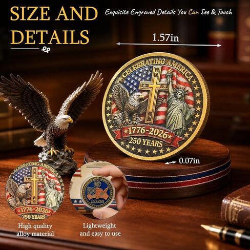 USA 250th Anniversary Commemorative Coin,Veterans Collectors and Coin Enthusiasts Gift,America 250th Gifts for Patriotic Men and Women in Saudi Arabia