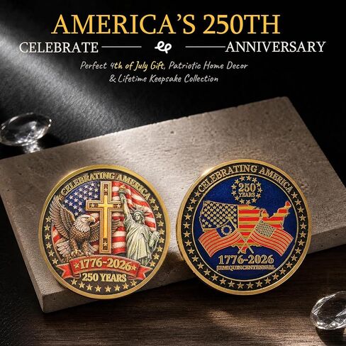 USA 250th Anniversary Commemorative Coin,Veterans Collectors and Coin Enthusiasts Gift,America 250th Gifts for Patriotic Men and Women in Saudi Arabia