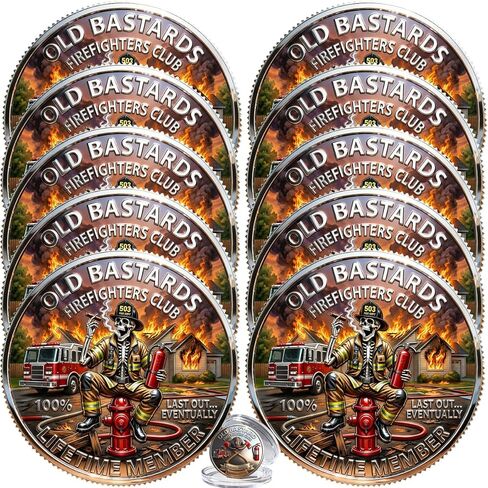 Firefighters Club Honor Coin, Old Bastards Firefighters Club Firefighter Challenge Coin, Last Out Eventually Brotherhood Commemorative Coin Gift for Firefighters (5PCS) in Kuwait