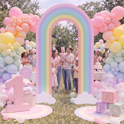 باستيل 6 أقدام قوس قزح خلفية حامل مدرس الموسيقى تحت عنوان ديكور الحفلات عيد ميلاد القواطع مع حصص العودة إلى ديكورات المدرسة لمستلزمات استحمام الطفل في الفصل الدراسي in Kuwait