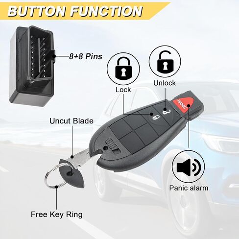 Vurkcy Key Fob Kit Replacement for 2013-2021 Ram 1500 2500 3500 4500 5500/19-21 Ram 1500 Classic Car Keyless Entry Remote Control, GQ4-53T,3 Buttons in Kuwait