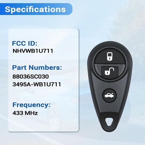Key Fob Fits for Subaru Legacy Outback 2005-2007/ B9 Tribeca 2006-2008/ Forester 2009/ Impreza WRX STI 2007-2009 Keyless Entry Remote Control NHVWB1U711 433 MHz in Saudi Arabia