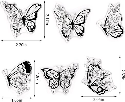 6 Spring Butterfly Clear Stamps for Card Making and Photo Album Decorations, Flower Butterfly Stamps, Spring Flower Transparent Silicone for Crafting and DIY Scrapbooking in Kuwait