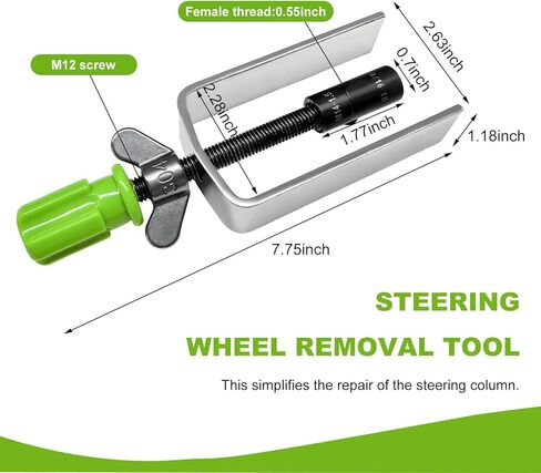 Steering Wheel Lock Plate Remover, Steel Lock Plate Removal Tool with 9/16''-18 Reversible Adapter, Wheel Compressor Puller Tool Snap Ring Remover for Most Vehicles in Saudi Arabia