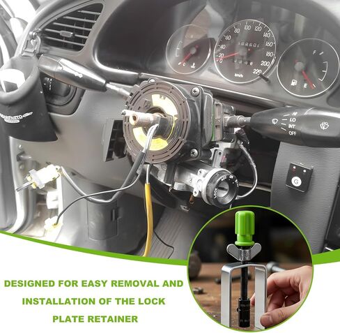 Steering Wheel Lock Plate Remover, Steel Lock Plate Removal Tool with 9/16''-18 Reversible Adapter, Wheel Compressor Puller Tool Snap Ring Remover for Most Vehicles in Saudi Arabia