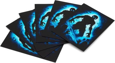 MTG Sleeves by Arcanum Industries, 103 Matte Card Sleeves for Magic The Gathering & TCG - Premium Shuffle Feel & Borderless Art with Black Interior (Black/Blue Zombie) in Saudi Arabia