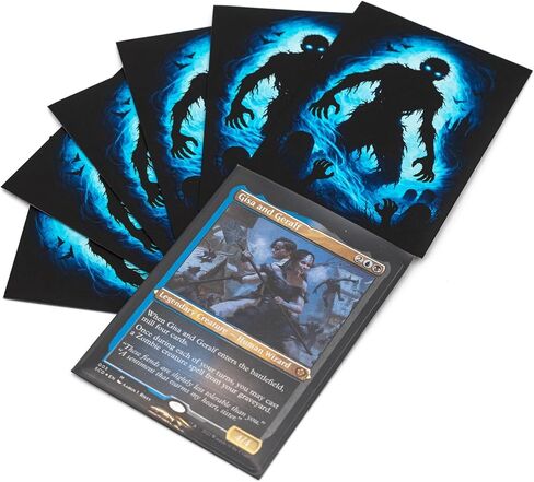 MTG Sleeves by Arcanum Industries, 103 Matte Card Sleeves for Magic The Gathering & TCG - Premium Shuffle Feel & Borderless Art with Black Interior (Black/Blue Zombie) in Saudi Arabia