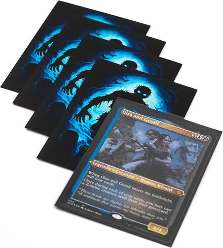 MTG Sleeves by Arcanum Industries, 103 Matte Card Sleeves for Magic The Gathering & TCG - Premium Shuffle Feel & Borderless Art with Black Interior (Black/Blue Zombie) in Saudi Arabia