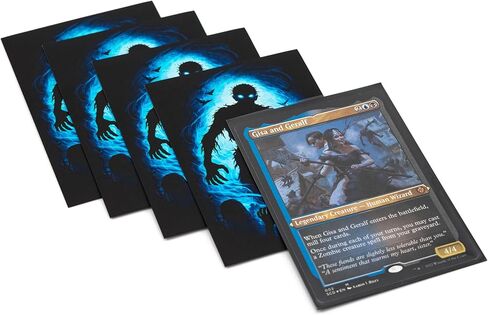 MTG Sleeves by Arcanum Industries, 103 Matte Card Sleeves for Magic The Gathering & TCG - Premium Shuffle Feel & Borderless Art with Black Interior (Black/Blue Zombie) in Saudi Arabia
