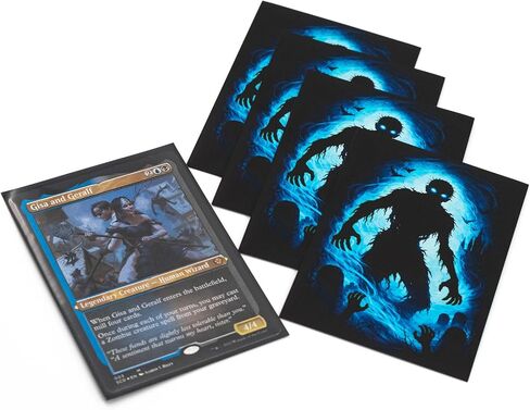 MTG Sleeves by Arcanum Industries, 103 Matte Card Sleeves for Magic The Gathering & TCG - Premium Shuffle Feel & Borderless Art with Black Interior (Black/Blue Zombie) in Saudi Arabia