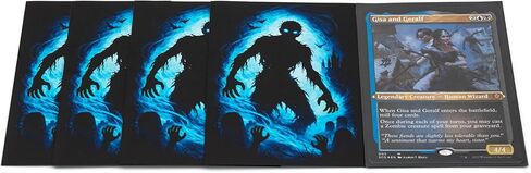 MTG Sleeves by Arcanum Industries, 103 Matte Card Sleeves for Magic The Gathering & TCG - Premium Shuffle Feel & Borderless Art with Black Interior (Black/Blue Zombie) in Saudi Arabia