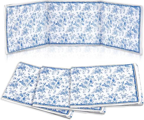 Whaline 4 Pack Blue White Floral Mahjong Card Holder Chinoiserie Toile Flower Mahjong Card Sleeve 5.2 x 18.9 Inch Soft Printed Fabric Scorecard Protector Cover Gifts for Party Home Decor Supplies in Kuwait