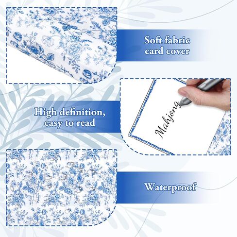 Whaline 4 Pack Blue White Floral Mahjong Card Holder Chinoiserie Toile Flower Mahjong Card Sleeve 5.2 x 18.9 Inch Soft Printed Fabric Scorecard Protector Cover Gifts for Party Home Decor Supplies in Kuwait