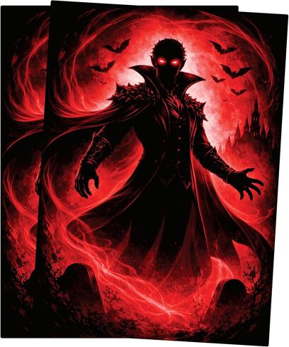 MTG Sleeves by Arcanum Industries, 103 Matte Card Sleeves for Magic The Gathering & TCG - Premium Shuffle Feel & Borderless Art with Black Interior (Red/Black Vampire) in Saudi Arabia